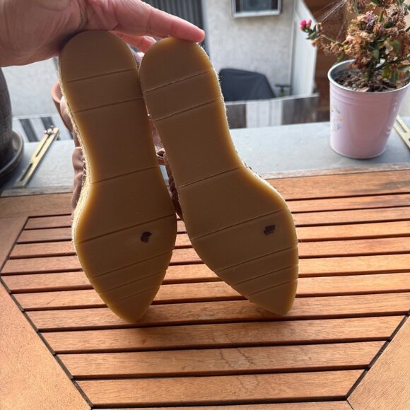 Allsaints Womens Rise Espadrille Sandals in Blush Pink With Knotted Leather Stra - Picture 7 of 8